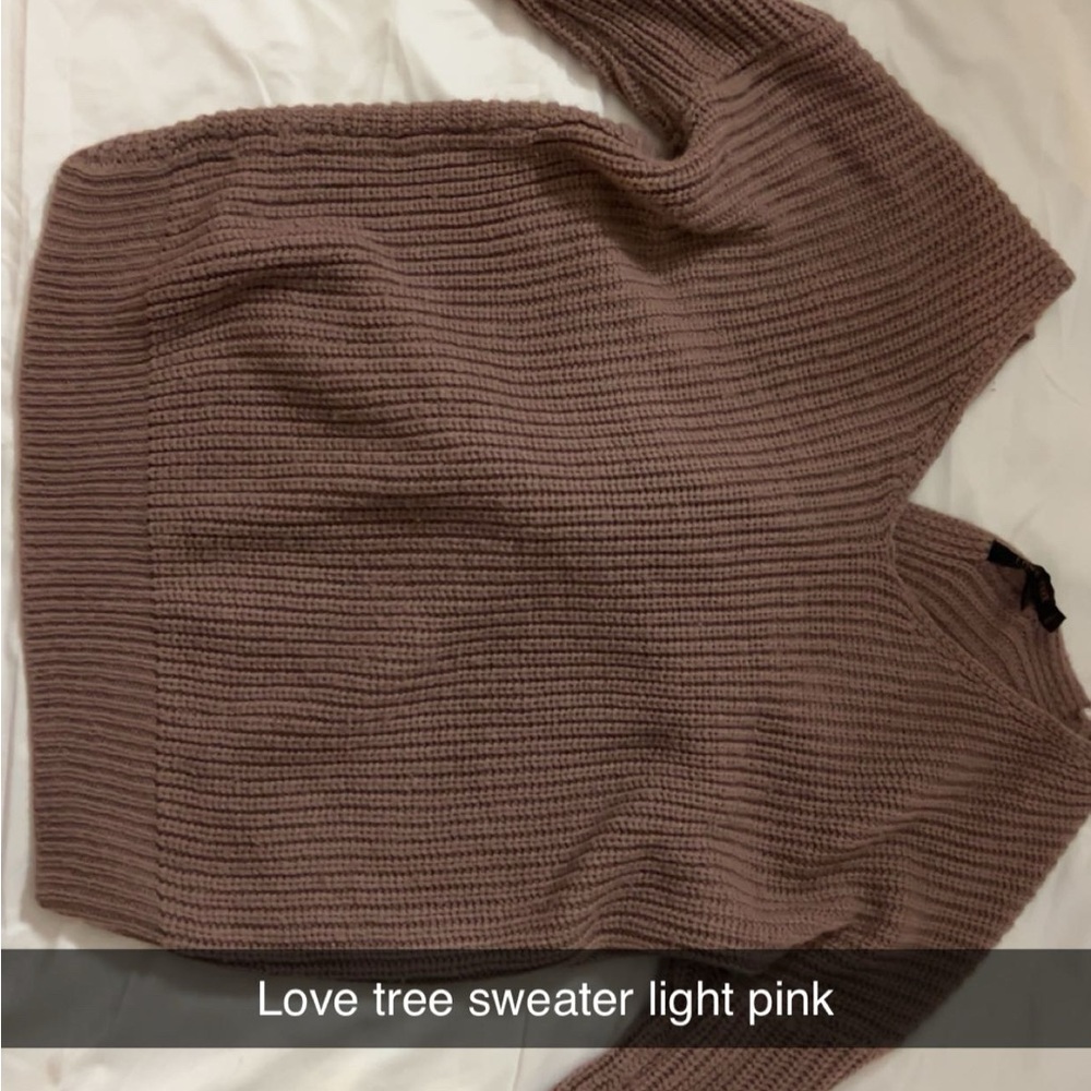 Love Tree Pink V-Neck Ribbed Sweater